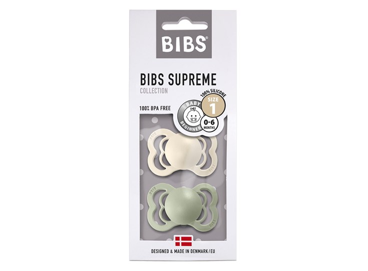 2-pack-Bibs-Supreme-Silicone-Size-1-0-6m-Ivory-Sage