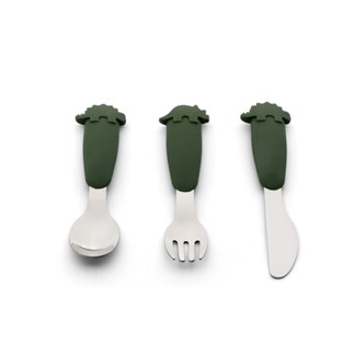 Cutlery-Set-Three-piece-utensil-set-stainless-steel-Silicon-Dino