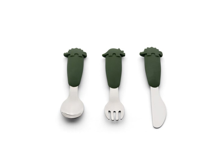 Cutlery-Set-Three-piece-utensil-set-stainless-steel-Silicon-Dino