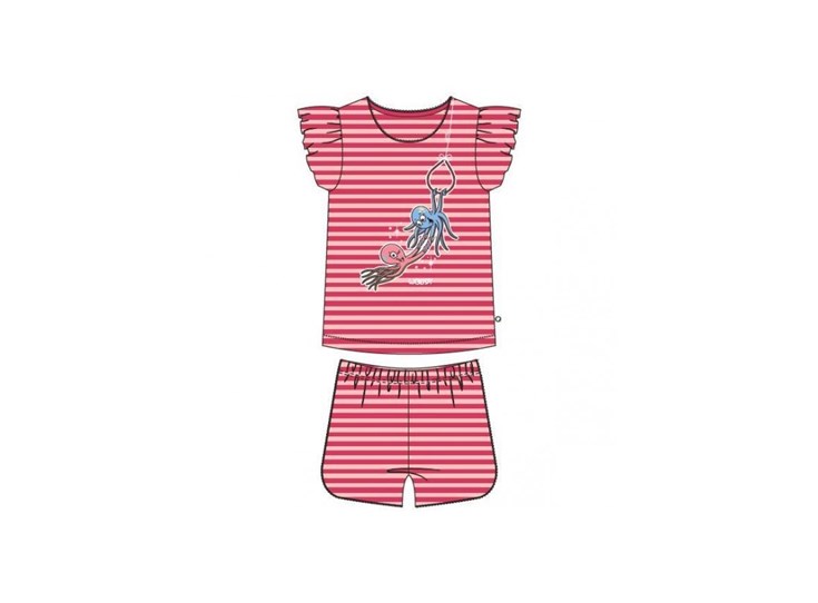 Meisjes-Dames-pyjama-roze-gestreept-4j